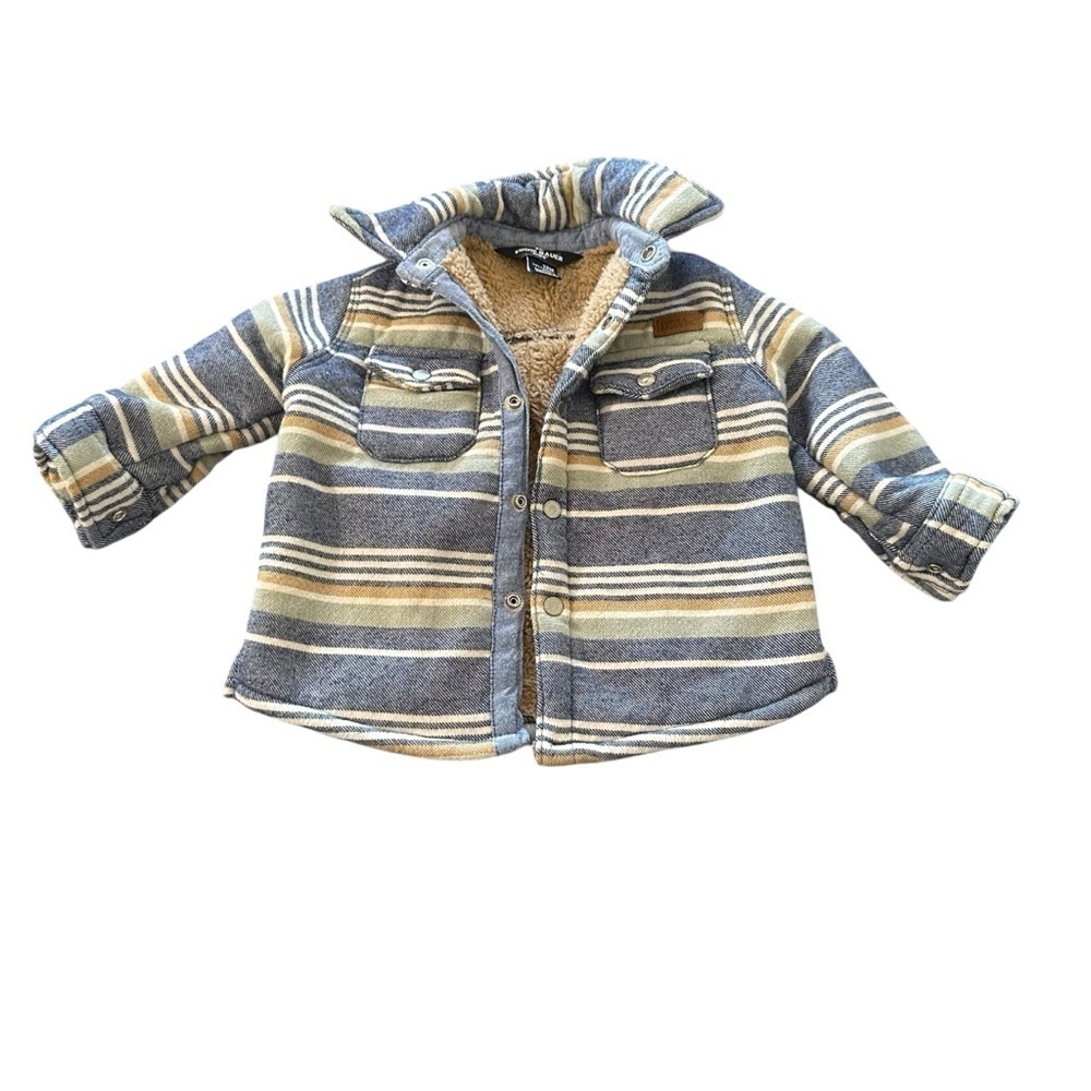 Eddie Bauer Blue and Cream Jean Jacket with Cozy Fleece